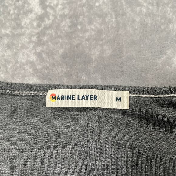 Marine Layer Dress Medium Grey Striped Ribbed Bodycon Coastal Casual 90s Indie - Picture 3 of 10